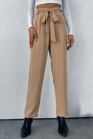 Shop Belted Straight Leg Pants with Pockets Now On Klozey Store - U.S. Fashion And Be Up-To-Fashion!