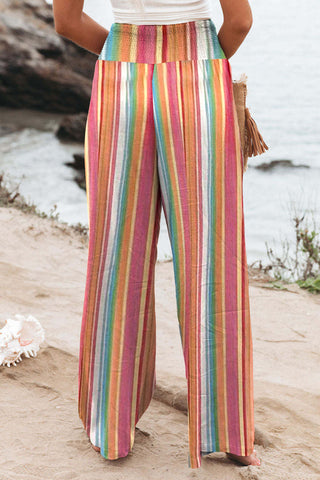 Shop Striped Smocked Waist Pants with Pockets Now On Klozey Store - Trendy U.S. Premium Women Apparel & Accessories And Be Up-To-Fashion!