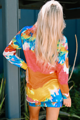 Shop Multicolored Tie-Dye Long Sleeve Dress Now On Klozey Store - U.S. Fashion And Be Up-To-Fashion!