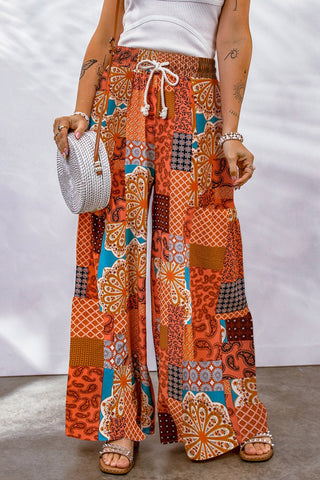 Shop Bohemian Patchwork Drawstring Wide Leg Pants Now On Klozey Store - Trendy U.S. Premium Women Apparel & Accessories And Be Up-To-Fashion!