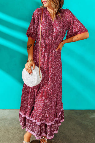 Shop Bohemian Tassel Tie Pompom Detail Maxi Dress Now On Klozey Store - Trendy U.S. Premium Women Apparel & Accessories And Be Up-To-Fashion!