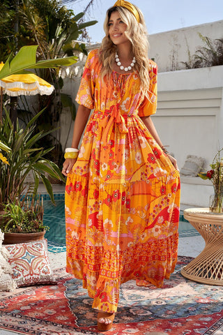 Shop Bohemian Tie-Waist Tiered Maxi Dress Now On Klozey Store - Trnedy U.S. Premium Women Apparel & Accessories And Be Up-To-Fashion!