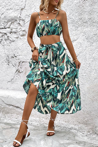 Shop Botanical Print Cami and Tiered Skirt Set Now On Klozey Store - U.S. Fashion And Be Up-To-Fashion!