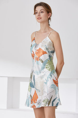 Shop Botanical Print V-Neck Spaghetti Strap Night Dress Now On Klozey Store - Trendy U.S. Premium Women Apparel & Accessories And Be Up-To-Fashion!