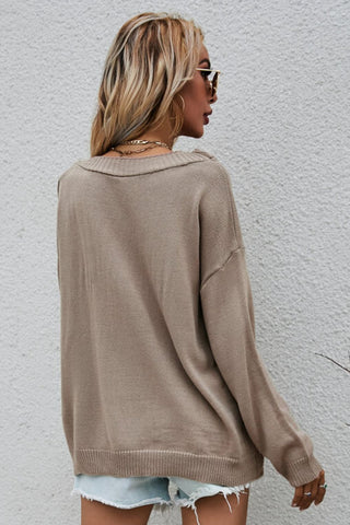 Shop Button Detail Boat Neck Sweater Now On Klozey Store - U.S. Fashion And Be Up-To-Fashion!