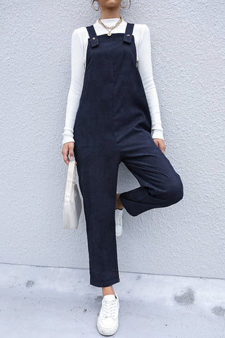 Shop Button Detail Corduroy Overalls with Side Pockets Now On Klozey Store - Trendy U.S. Premium Women Apparel & Accessories And Be Up-To-Fashion!