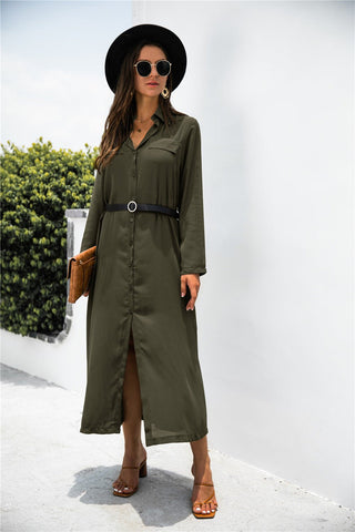 Shop Button Down Side Slit Shirt Dress Now On Klozey Store - Trendy U.S. Premium Women Apparel & Accessories And Be Up-To-Fashion!