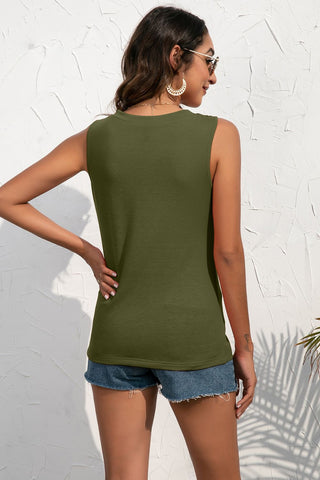 Shop Buttoned Deep V Tank Now On Klozey Store - Trendy U.S. Premium Women Apparel & Accessories And Be Up-To-Fashion!