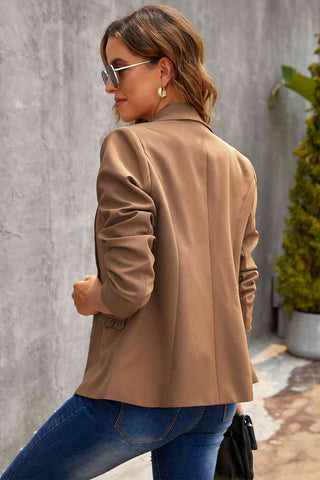 Shop Double Take Lapel Collar Button Pocket Blazer Now On Klozey Store - Trendy U.S. Premium Women Apparel & Accessories And Be Up-To-Fashion!