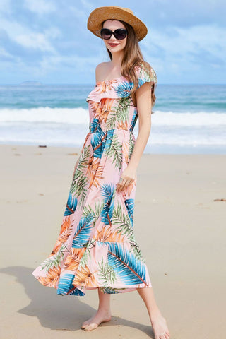 Shop Full Size Ruffled Off-Shoulder Flutter Sleeve Maxi Dress Now On Klozey Store - Trendy U.S. Premium Women Apparel & Accessories And Be Up-To-Fashion!