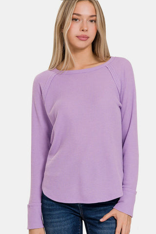 Shop Zenana Waffle Long Sleeve T-Shirt Now On Klozey Store - Trendy U.S. Premium Women Apparel & Accessories And Be Up-To-Fashion!