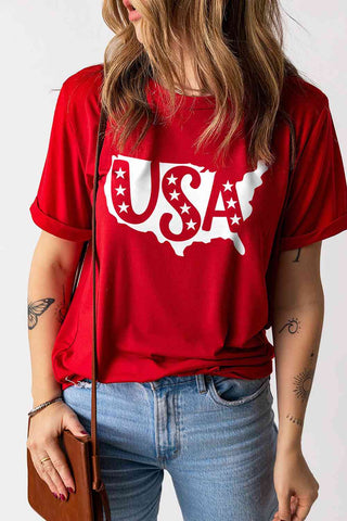 Shop USA Graphic Round Neck T-Shirt Now On Klozey Store - Trendy U.S. Premium Women Apparel & Accessories And Be Up-To-Fashion!