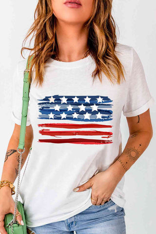 Shop US Flag Graphic Round Neck Tee Now On Klozey Store - Trendy U.S. Premium Women Apparel & Accessories And Be Up-To-Fashion!