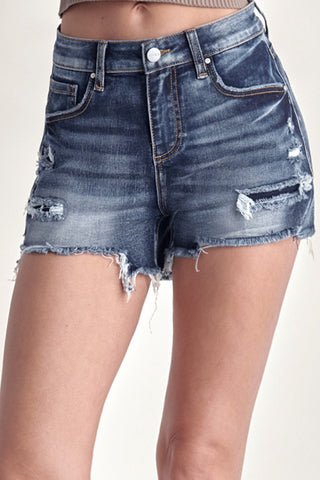 Shop RISEN Mid Rise Raw Hem Denim Shorts Now On Klozey Store - Trendy U.S. Premium Women Apparel & Accessories And Be Up-To-Fashion!