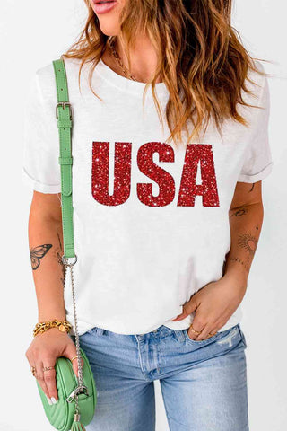 Shop USA Graphic Round Neck Tee Now On Klozey Store - Trendy U.S. Premium Women Apparel & Accessories And Be Up-To-Fashion!