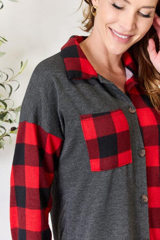 Shop Heimish Full Size Plaid Button Down Shacket Now On Klozey Store - Trendy U.S. Premium Women Apparel & Accessories And Be Up-To-Fashion!
