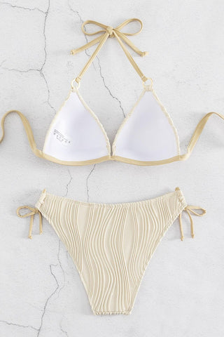 Shop Textured Halter Neck Bikini Set Now On Klozey Store - U.S. Fashion And Be Up-To-Fashion!