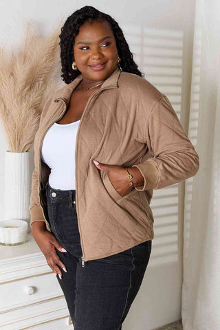 Shop Heimish Full Size Zip-Up Jacket with Pockets Now On Klozey Store - Trendy U.S. Premium Women Apparel & Accessories And Be Up-To-Fashion!