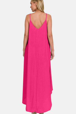 Shop Zenana Woven Cami Maxi Dress with Side Pockets Now On Klozey Store - Trendy U.S. Premium Women Apparel & Accessories And Be Up-To-Fashion!