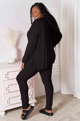Shop Basic Bae Full Size V-Neck Soft Rayon Long Sleeve Top and Pants Lounge Set Now On Klozey Store - Trendy U.S. Premium Women Apparel & Accessories And Be Up-To-Fashion!