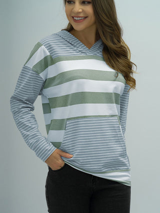 Shop Full Size Striped Long Sleeve Hoodie Now On Klozey Store - Trendy U.S. Premium Women Apparel & Accessories And Be Up-To-Fashion!