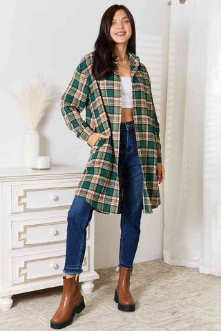 Shop Double Take Plaid Collared Neck Long Sleeve Shirt Now On Klozey Store - Trendy U.S. Premium Women Apparel & Accessories And Be Up-To-Fashion!