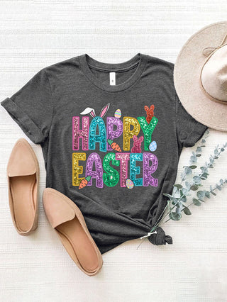 Shop HAPPY EASTER Round Neck Short Sleeve T-Shirt Now On Klozey Store - Trendy U.S. Premium Women Apparel & Accessories And Be Up-To-Fashion!