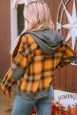 Shop Plaid Hooded Button Front Jacket Now On Klozey Store - U.S. Fashion And Be Up-To-Fashion!