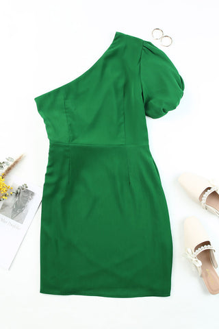 Shop Tied One-Shoulder Puff Sleeve Dress Now On Klozey Store - U.S. Fashion And Be Up-To-Fashion!