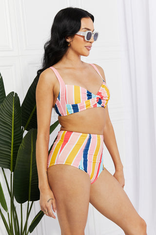 Shop Marina West Swim Take A Dip Twist High-Rise Bikini in Stripe Now On Klozey Store - Trendy U.S. Premium Women Apparel & Accessories And Be Up-To-Fashion!