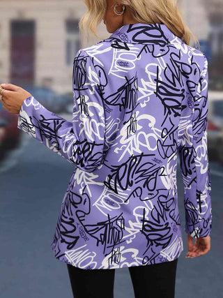 Shop Printed Lapel Collar Long Sleeve Blazer Now On Klozey Store - Trendy U.S. Premium Women Apparel & Accessories And Be Up-To-Fashion!