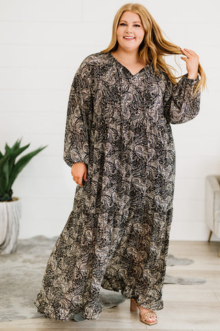 Shop Plus Size Paisley Print Balloon Sleeve Maxi Dress Now On Klozey Store - Trnedy U.S. Premium Women Apparel & Accessories And Be Up-To-Fashion!