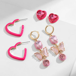 Shop 3-Piece Heart, Butterfly Shape Earrings Now On Klozey Store - Trendy U.S. Premium Women Apparel & Accessories And Be Up-To-Fashion!