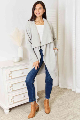 Shop Double Take Open Front Duster Cardigan with Pockets Now On Klozey Store - Trendy U.S. Premium Women Apparel & Accessories And Be Up-To-Fashion!