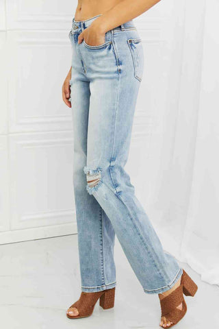 Shop Judy Blue Natalie Full Size Distressed Straight Leg Jeans Now On Klozey Store - Trendy U.S. Premium Women Apparel & Accessories And Be Up-To-Fashion!