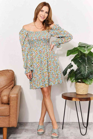 Shop Double Take Floral Smocked Flounce Sleeve Square Neck Dress Now On Klozey Store - Trendy U.S. Premium Women Apparel & Accessories And Be Up-To-Fashion!