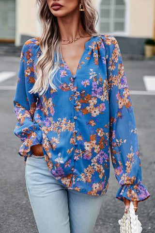 Shop Floral Print Flounce Sleeve Blouse Now On Klozey Store - Trendy U.S. Premium Women Apparel & Accessories And Be Up-To-Fashion!