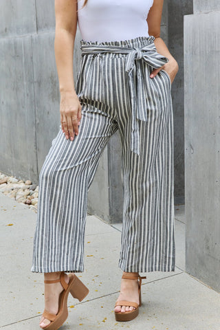 Shop Heimish Find Your Path Full Size Paperbag Waist Striped Culotte Pants Now On Klozey Store - Trendy U.S. Premium Women Apparel & Accessories And Be Up-To-Fashion!