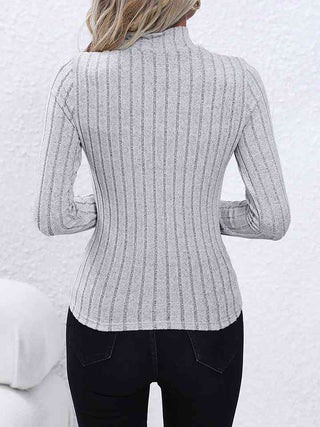 Shop Mock Neck Long Sleeve Knit Top Now On Klozey Store - Trendy U.S. Premium Women Apparel & Accessories And Be Up-To-Fashion!