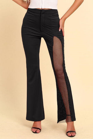 Shop Spliced Mesh Bootcut Pants Now On Klozey Store - Trendy U.S. Premium Women Apparel & Accessories And Be Up-To-Fashion!