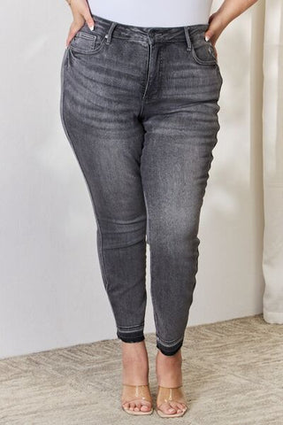 Shop Judy Blue Full Size High Waist Tummy Control Release Hem Skinny Jeans Now On Klozey Store - Trendy U.S. Premium Women Apparel & Accessories And Be Up-To-Fashion!