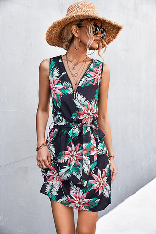 Shop Printed Zip Detail Belted Sleeveless Dress Now On Klozey Store - U.S. Fashion And Be Up-To-Fashion!