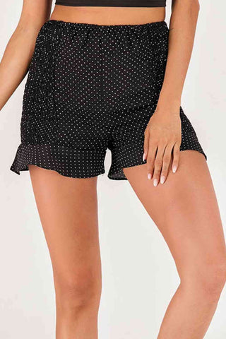 Shop Polka Dot Smocked Ruffle Hem Shorts Now On Klozey Store - Trendy U.S. Premium Women Apparel & Accessories And Be Up-To-Fashion!