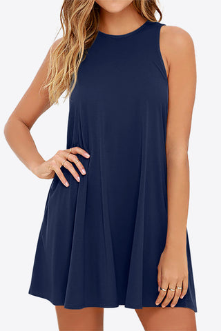 Shop Full Size Round Neck Sleeveless Dress with Pockets Now On Klozey Store - U.S. Fashion And Be Up-To-Fashion!