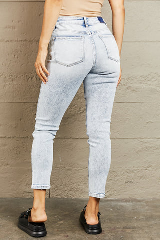 Shop BAYEAS Mid Rise Acid Wash Skinny Jeans Now On Klozey Store - Trendy U.S. Premium Women Apparel & Accessories And Be Up-To-Fashion!