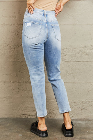 Shop BAYEAS High Waisted Distressed Slim Cropped Jeans Now On Klozey Store - Trendy U.S. Premium Women Apparel & Accessories And Be Up-To-Fashion!