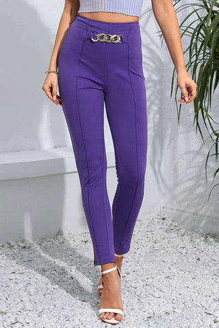 Shop Chain Detail Slim Fit Cropped Pants Now On Klozey Store - Trendy U.S. Premium Women Apparel & Accessories And Be Up-To-Fashion!