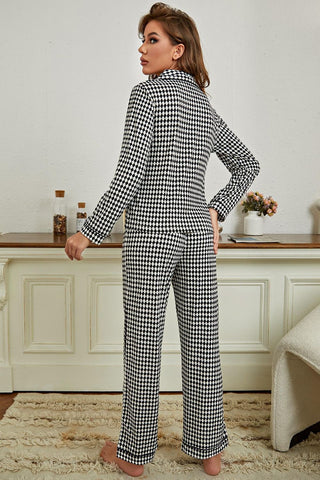 Shop Checkered Button Front Top and Pants Loungewear Set Now On Klozey Store - U.S. Fashion And Be Up-To-Fashion!