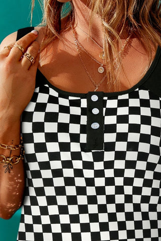 Shop Checkered Buttoned Tank Now On Klozey Store - Trendy U.S. Premium Women Apparel & Accessories And Be Up-To-Fashion!