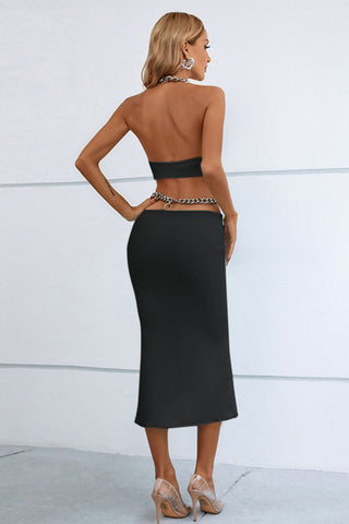 Shop Chunky Chain Halter Neck Cutout Mini Bodycon Dress Now On Klozey Store - U.S. Fashion And Be Up-To-Fashion!